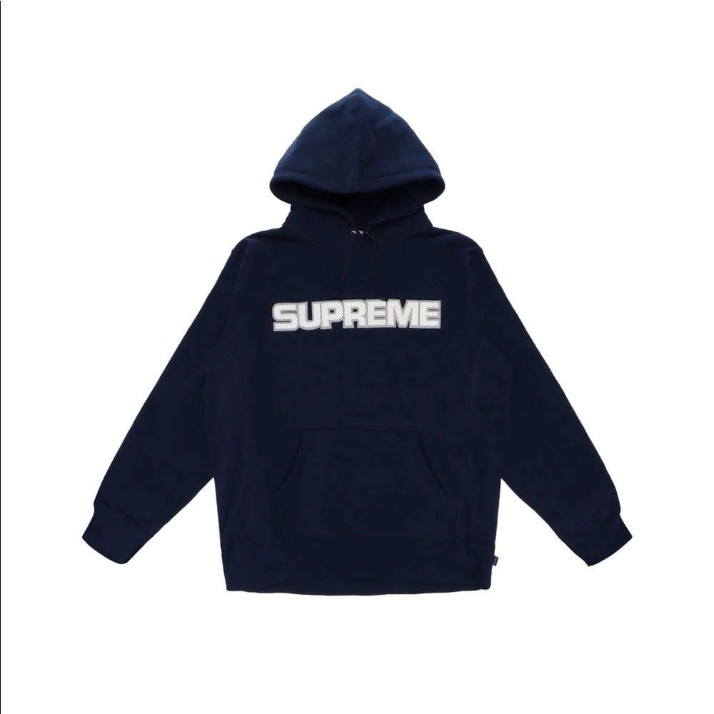 New, Sealed Medium Navy Supreme Perforated Hoodie